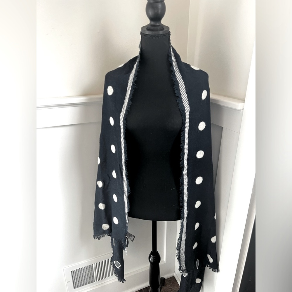 Ann Taylor Navy with White Polka Dots Wrap/Scarf